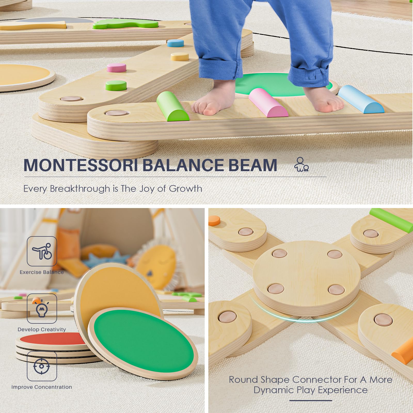 Anclaje - Viga de equilibrio BlueWood® 6 piezas *Arcoíris